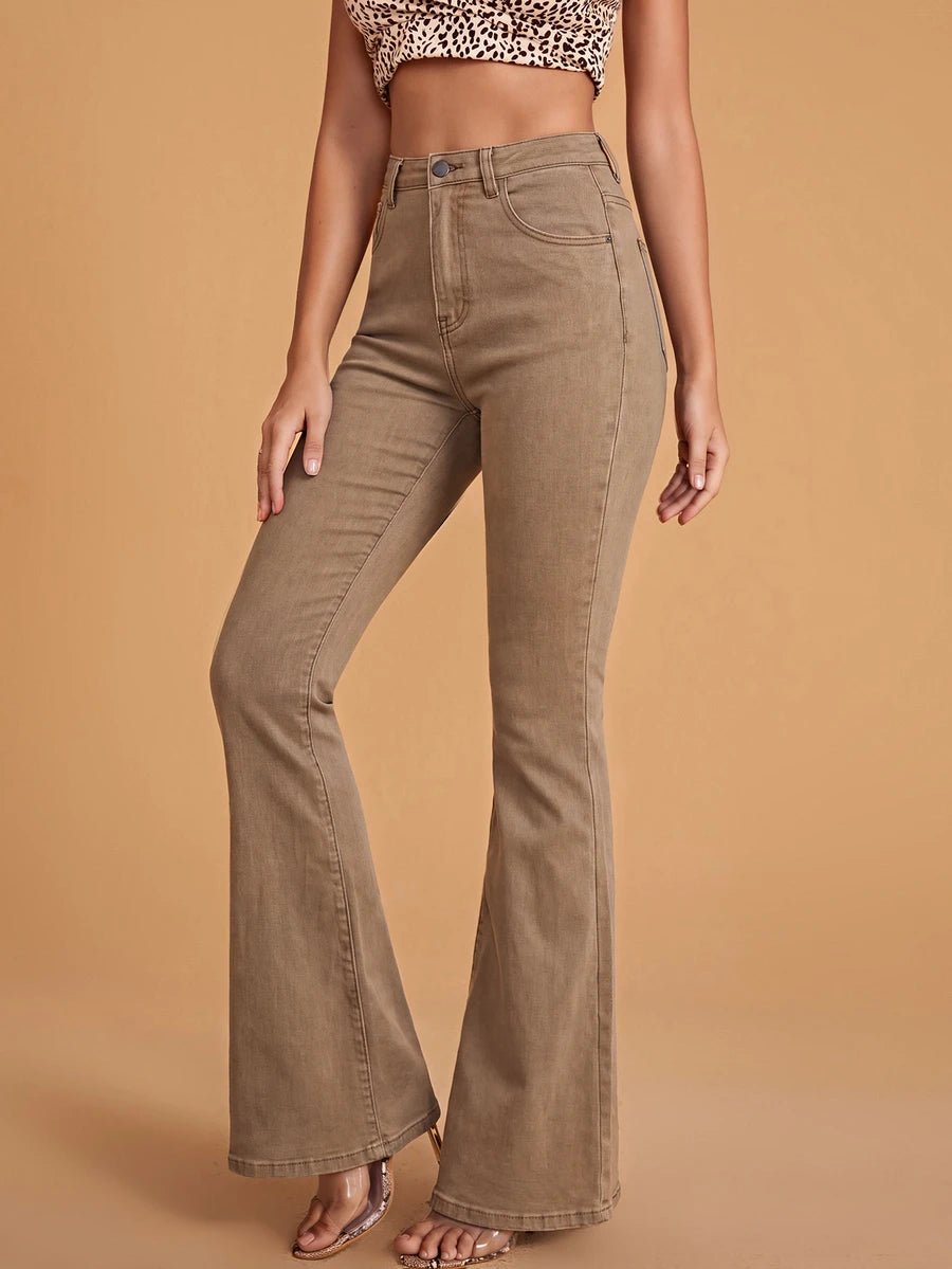 Annapolis High Waist Flare Leg Jeans with Pockets