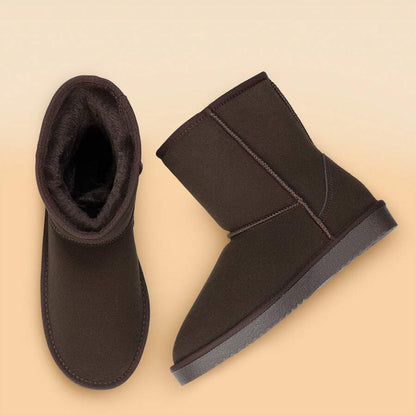 Women Snow Boots Winter Mid Calf Boots Furry Warm Comfortable Slip-On Outdoor Commute Genuine Suede Fashion Boots Slip-On Snow Boots Shoes Mensa