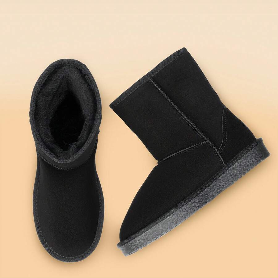 Women Snow Boots Winter Mid Calf Boots Furry Warm Comfortable Slip-On Outdoor Commute Genuine Suede Fashion Boots Slip-On Snow Boots Shoes Mensa