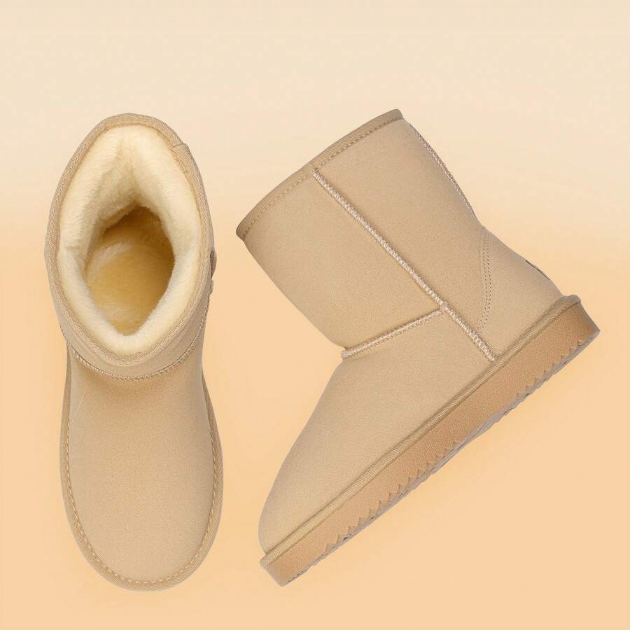 Women Snow Boots Winter Mid Calf Boots Furry Warm Comfortable Slip-On Outdoor Commute Genuine Suede Fashion Boots Slip-On Snow Boots Shoes Mensa