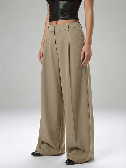 Carlotta High Waisted Straight Leg Trousers with Zip Fly - Black
