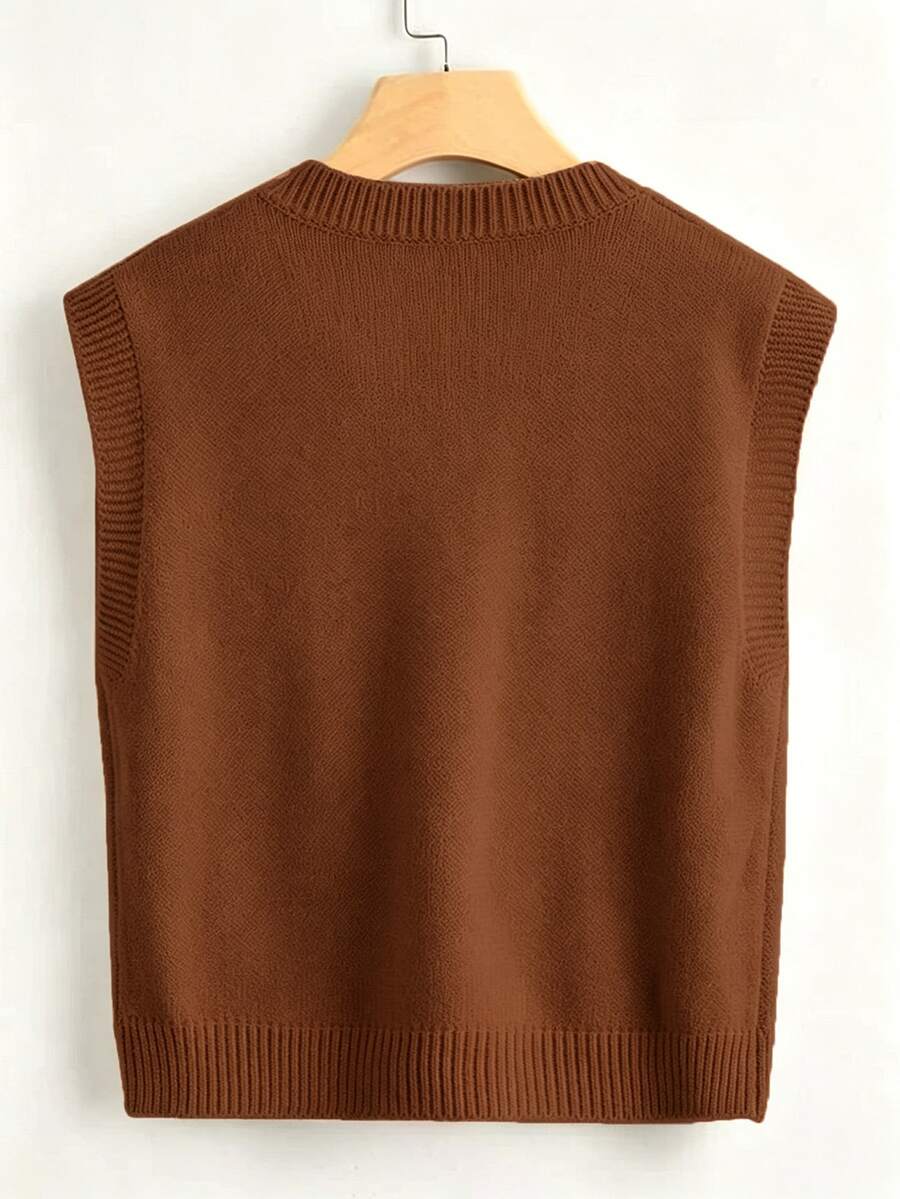 Marisa Fine Knit V-Neck Sleeveless Sweater Vest - Blue