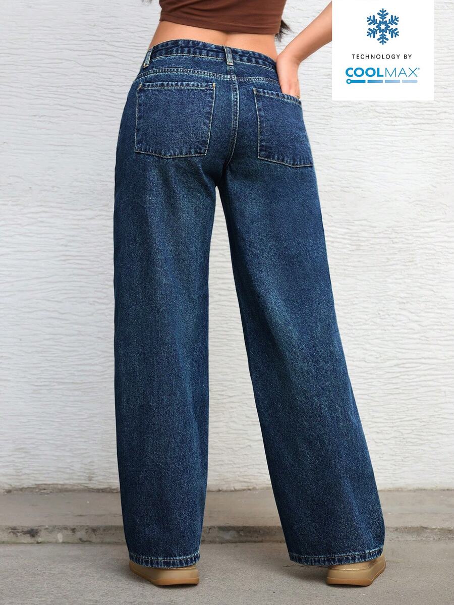 Ravenna High Waisted Wide Leg Baggy Jeans with Pockets