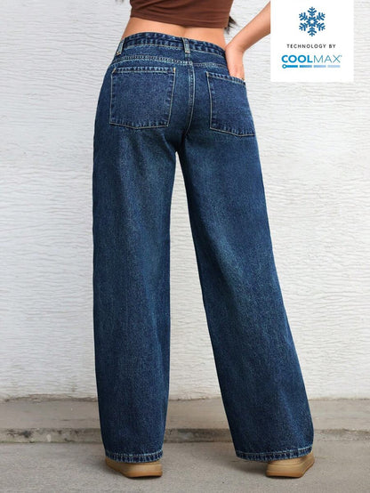Ravenna High Waisted Wide Leg Baggy Jeans with Pockets