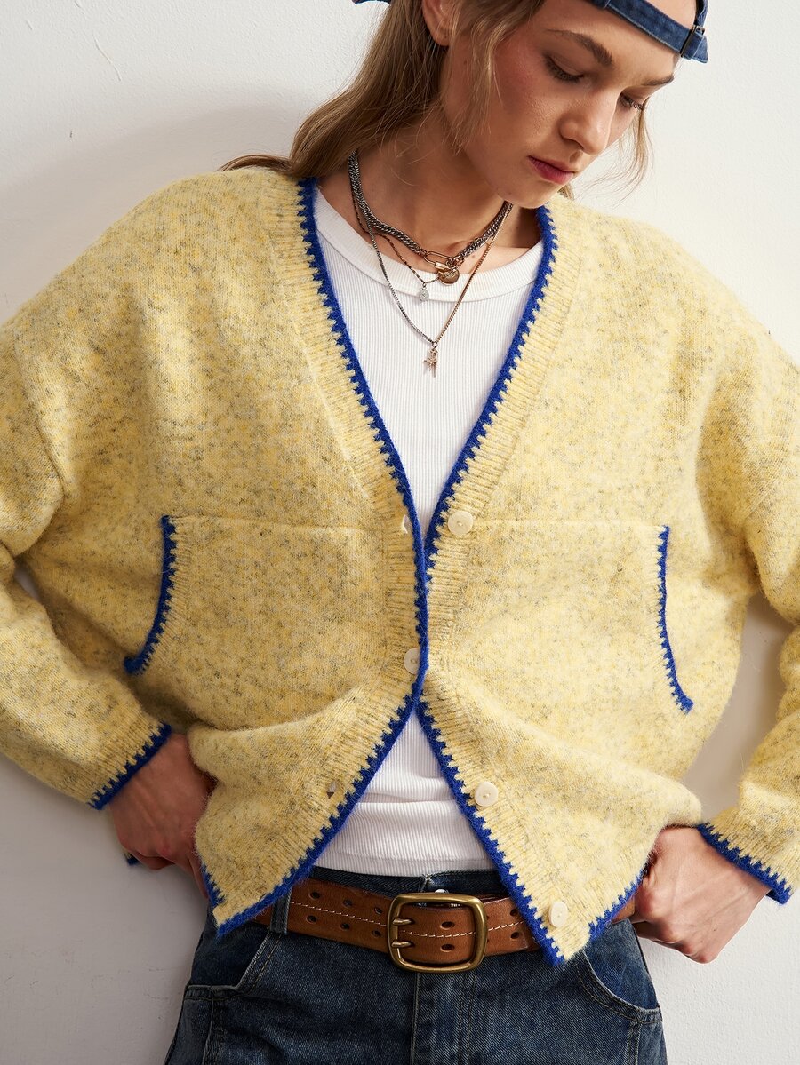Megeve Oversized Fuzzy Knit Button Front Cardigan