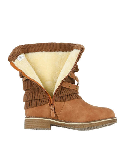 Women's Black Comfortable And Warm Fashion Casual Mid Calf  Faux Furry Outdoor Indoor Commuter Christmas Winter Snow Boots Mensa