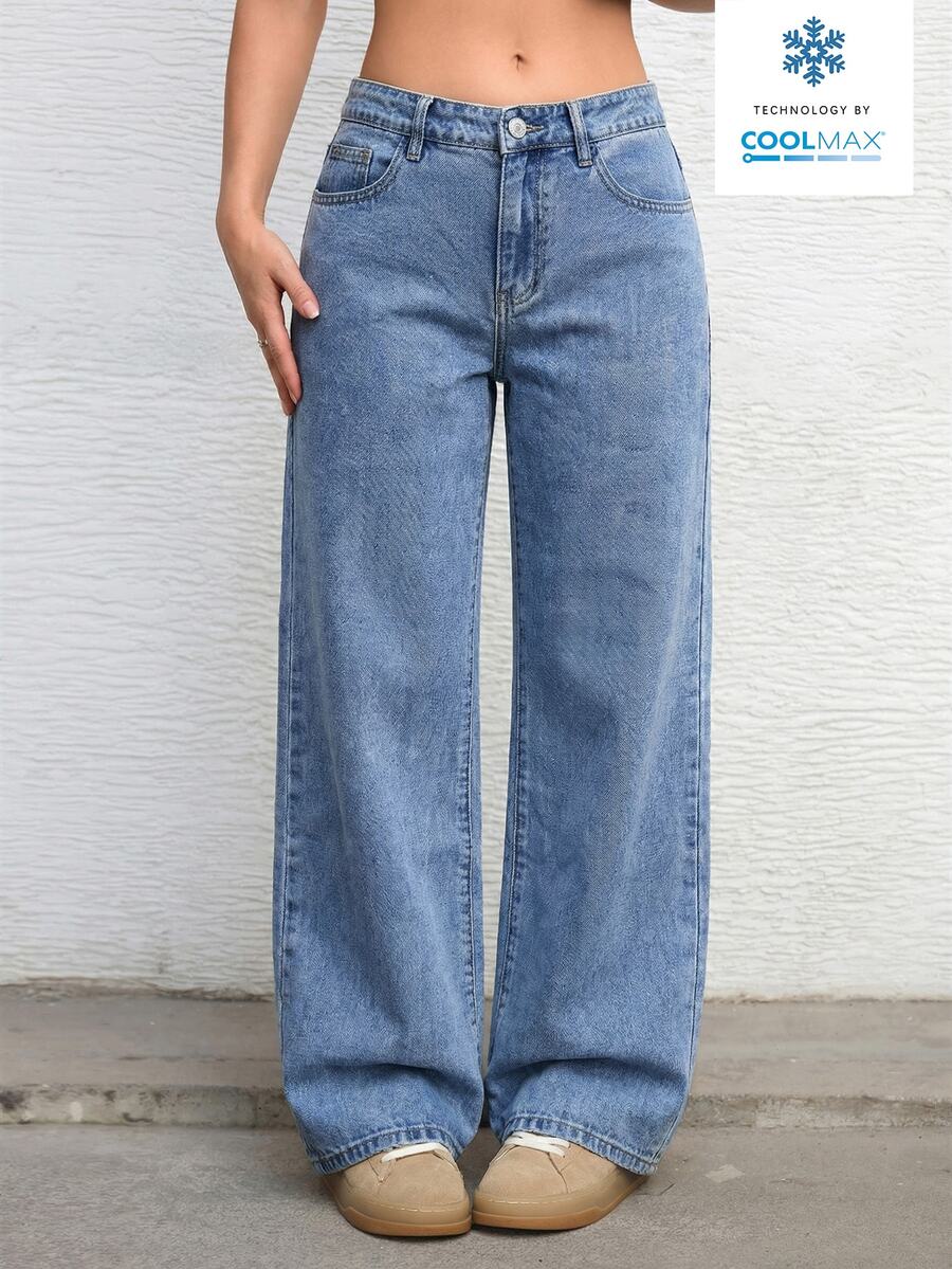 Ravenna High Waisted Wide Leg Baggy Jeans with Pockets
