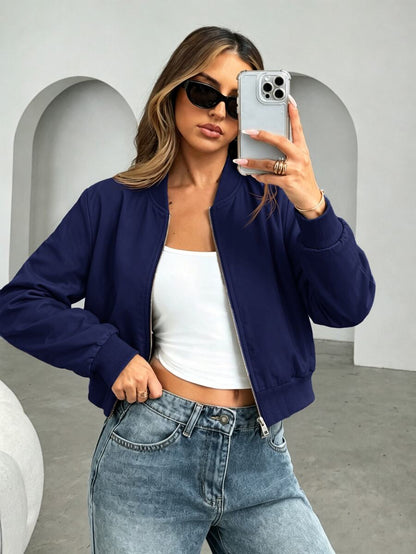 Steamboat Zip Up Bomber Jacket with Ribbed Trim
