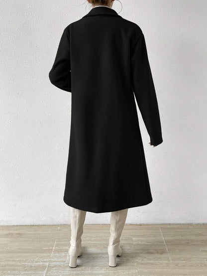 Victoria Classic Double-Breasted Longline Tailored Overcoat - Black