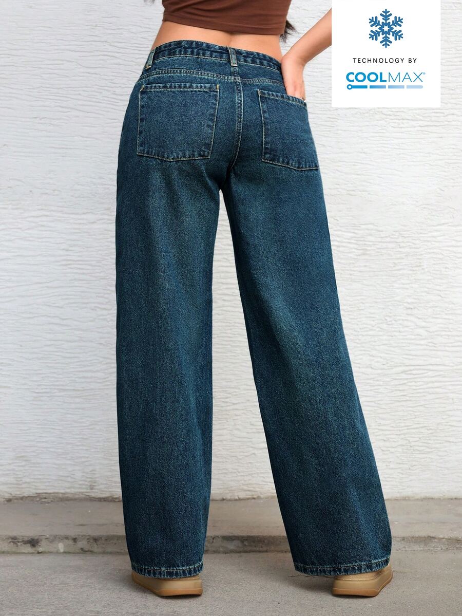 Ravenna High Waisted Wide Leg Baggy Jeans with Pockets