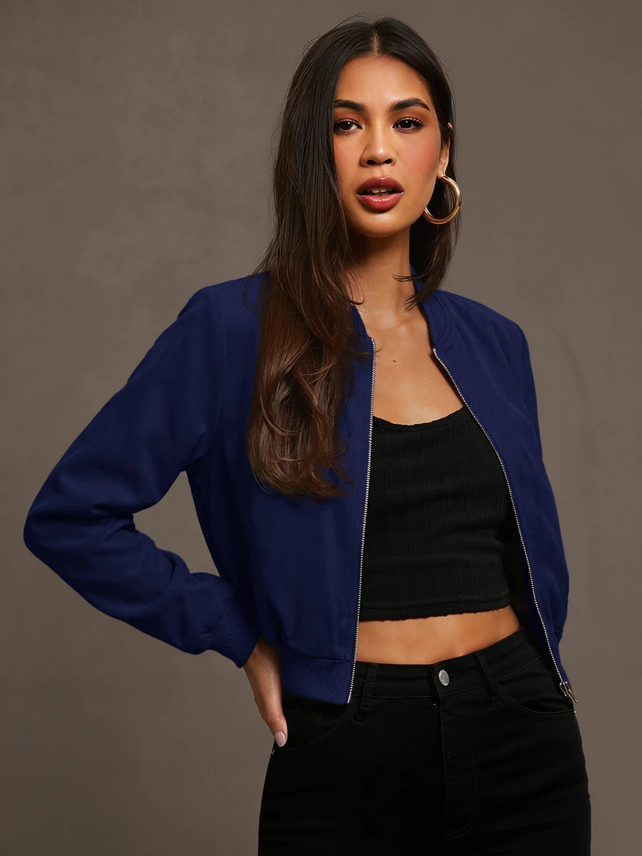 Steamboat Zip Up Bomber Jacket with Ribbed Trim