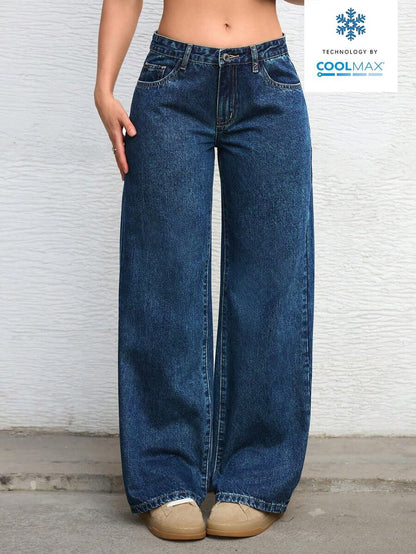 Ravenna High Waisted Wide Leg Baggy Jeans with Pockets