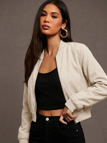 Steamboat Zip Up Bomber Jacket with Ribbed Trim