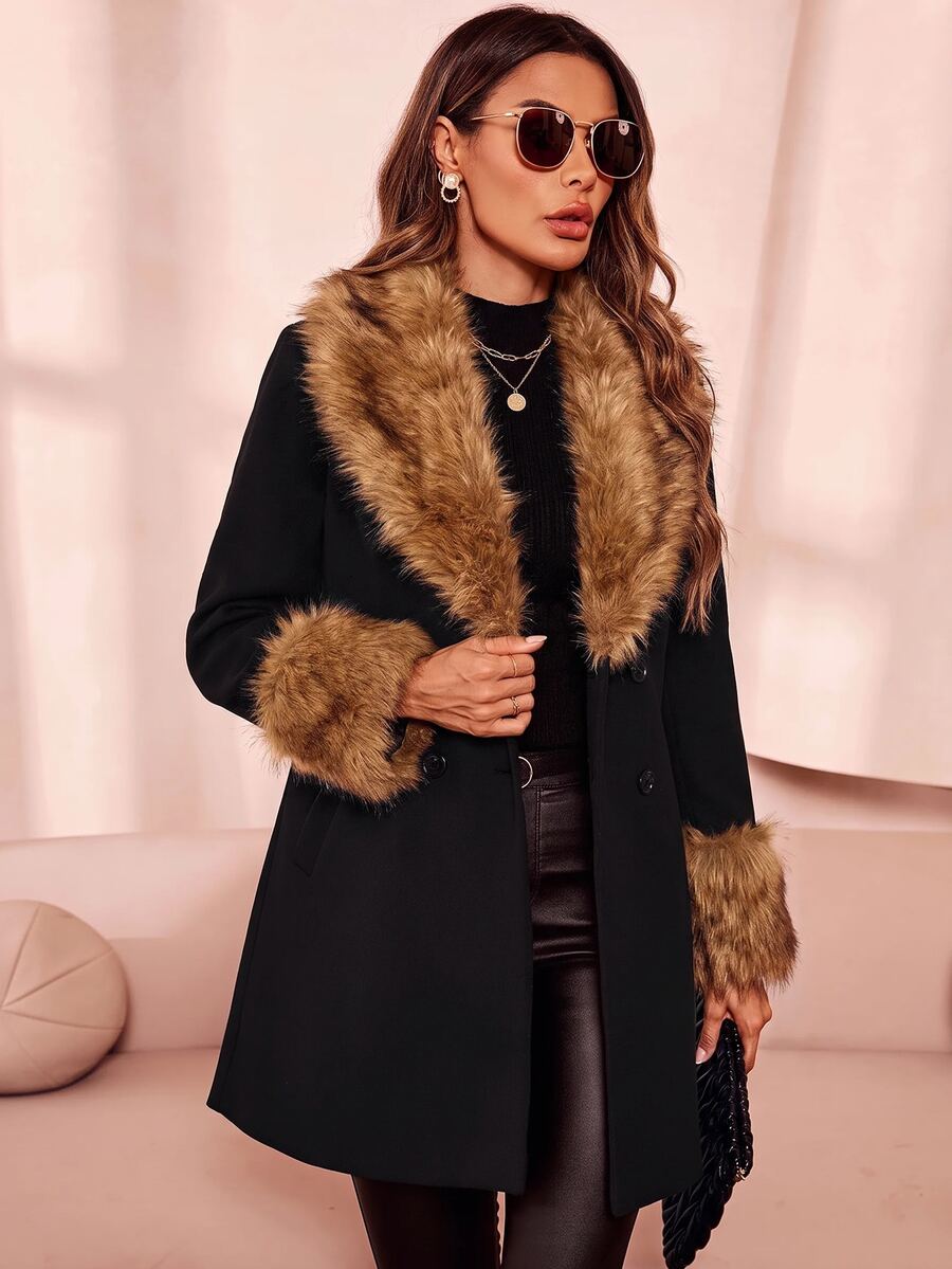 Aveline Double-Breasted Lapel Coat with Tailored Thigh-Length Cut - Dusty Pink