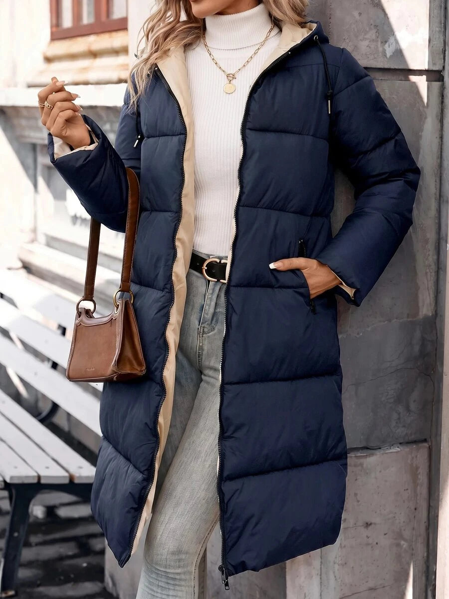 Jasper Long Hooded Puffer Coat with Drawstring