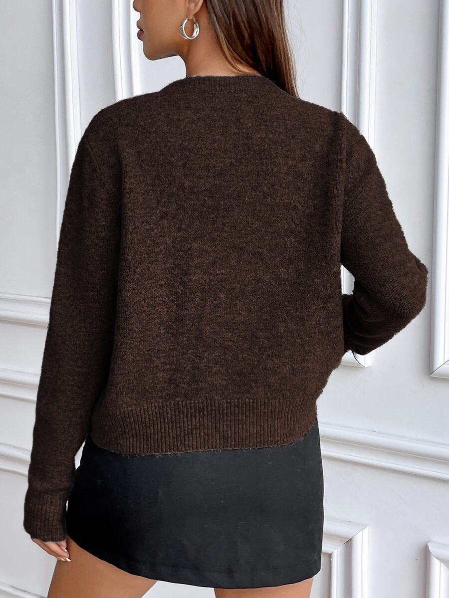 Women's Crew Neck Ribbed Knit Sweater, Fitted Pullover for Fall Winter - Royal Blue