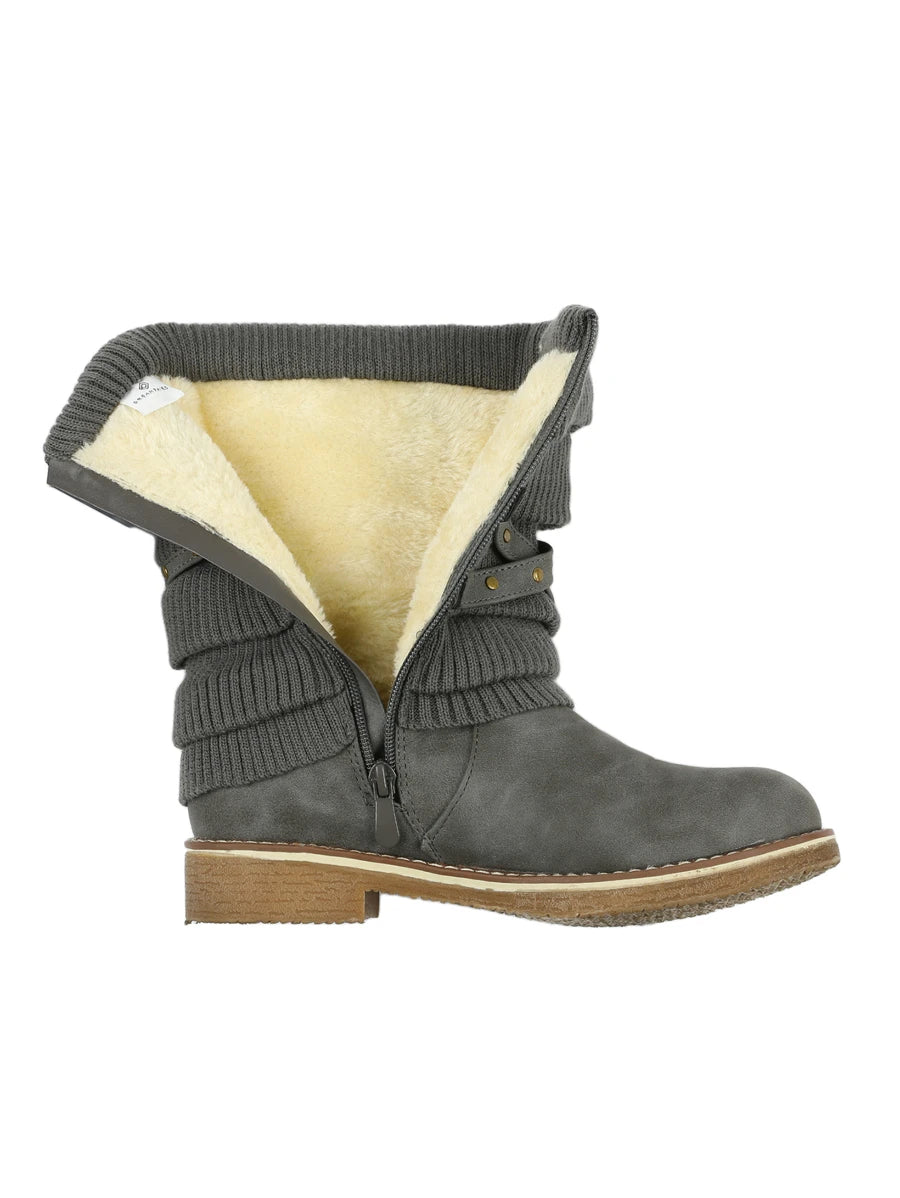 Women's Black Comfortable And Warm Fashion Casual Mid Calf  Faux Furry Outdoor Indoor Commuter Christmas Winter Snow Boots Mensa