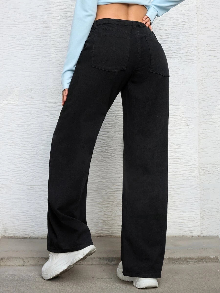 Ravenna High Waisted Wide Leg Baggy Jeans with Pockets