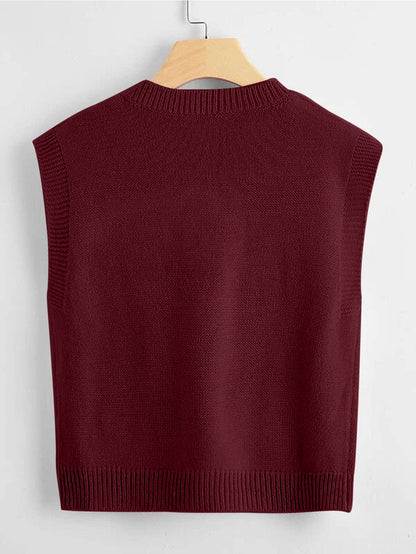 Marisa Fine Knit V-Neck Sleeveless Sweater Vest - Blue