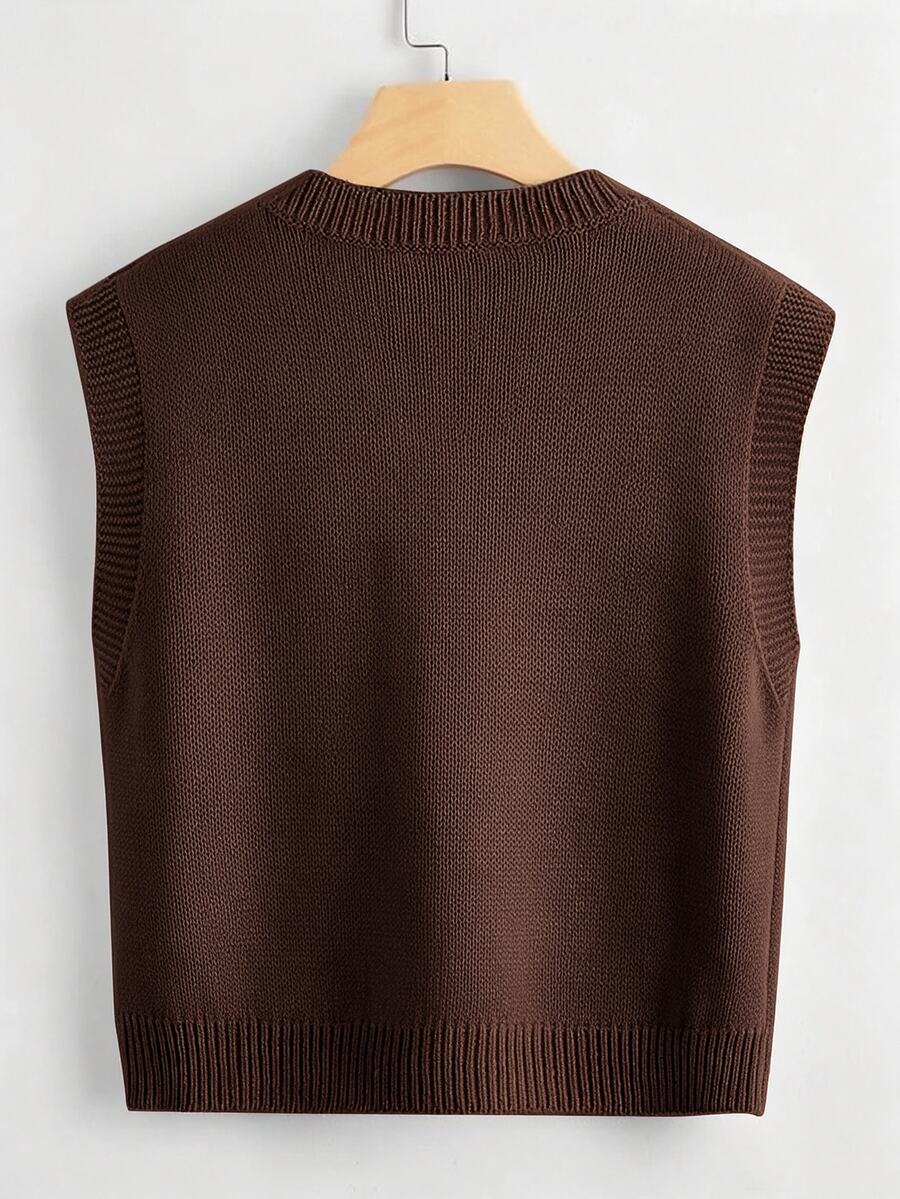 Marisa Fine Knit V-Neck Sleeveless Sweater Vest - Maroon