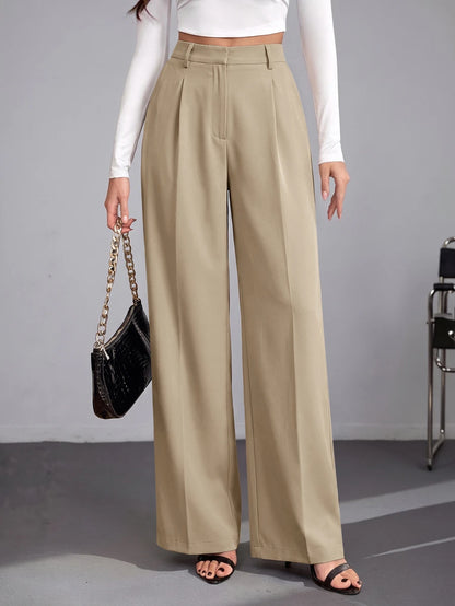 Bergamo Pleated High Waisted Wide Leg Pants - Camel
