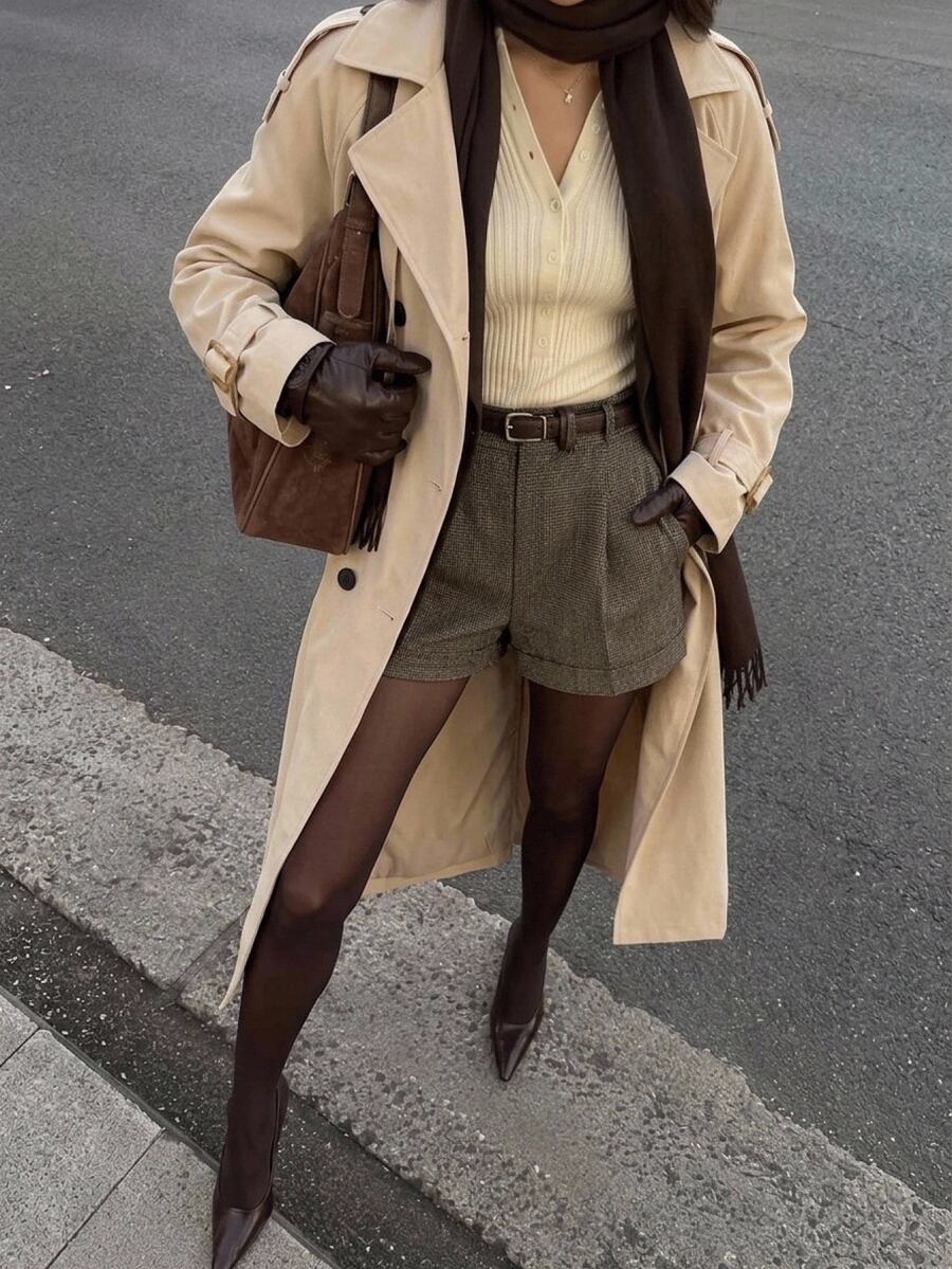 Delia Belted Double Breasted Trench Coat with Raglan Sleeves - Camel