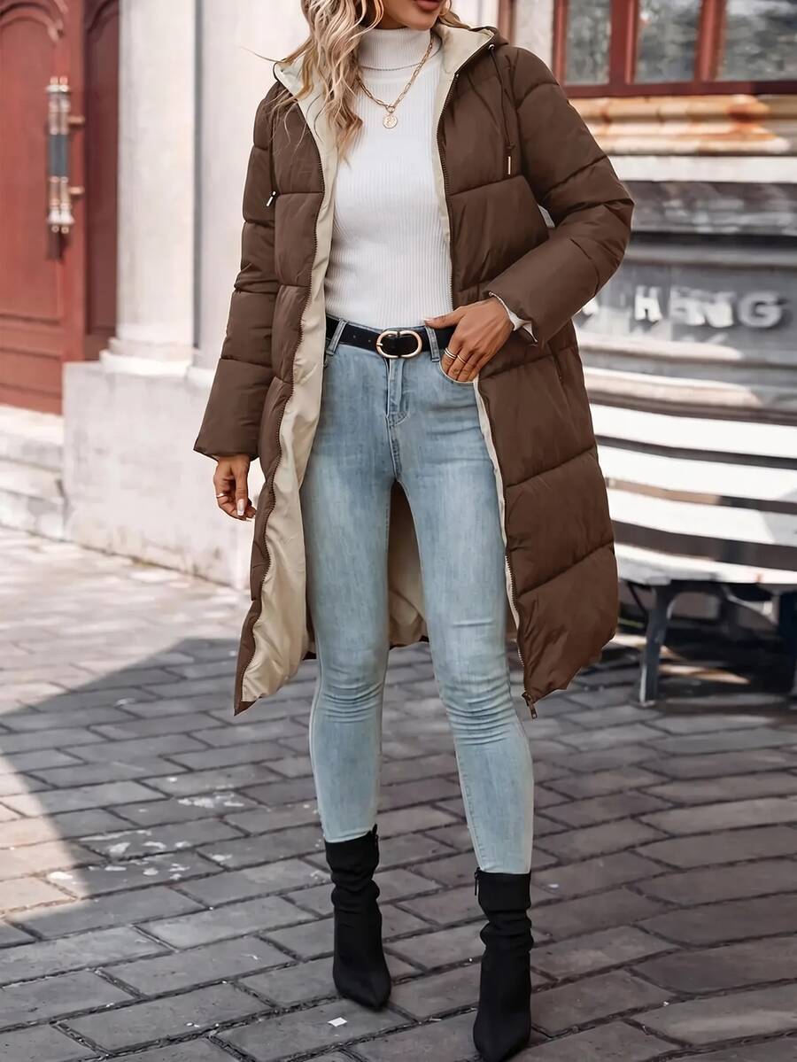 Jasper Long Hooded Puffer Coat with Drawstring