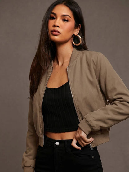 Steamboat Zip Up Bomber Jacket with Ribbed Trim