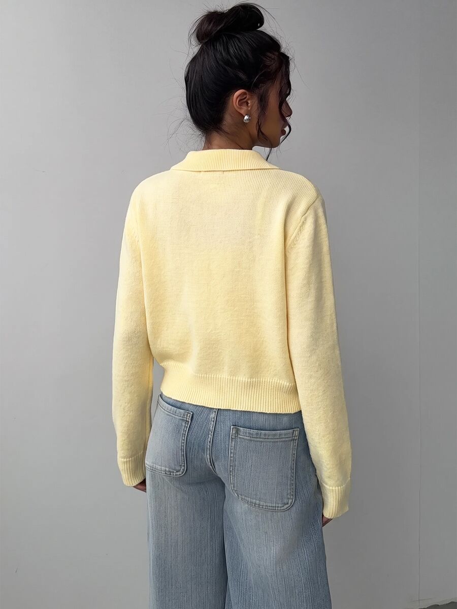 Elowen Round Neck Cropped Cardigan - Apricot