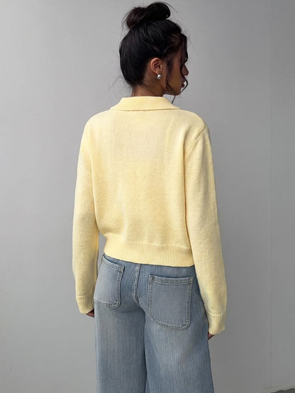 Elowen Round Neck Cropped Cardigan - Apricot