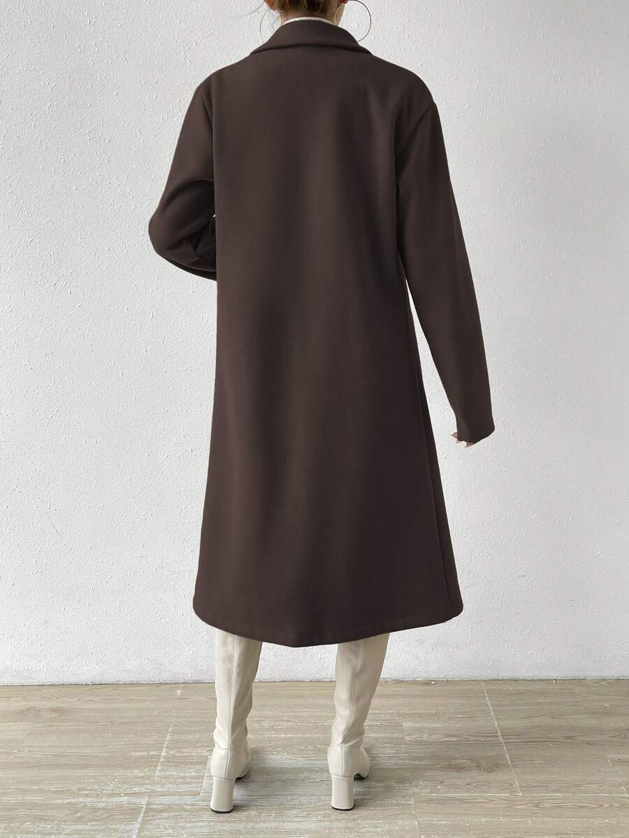 Victoria Classic Double-Breasted Longline Tailored Overcoat - Chocolate Brown