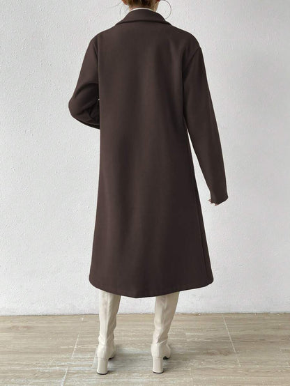 Victoria Classic Double-Breasted Longline Tailored Overcoat - Chocolate Brown