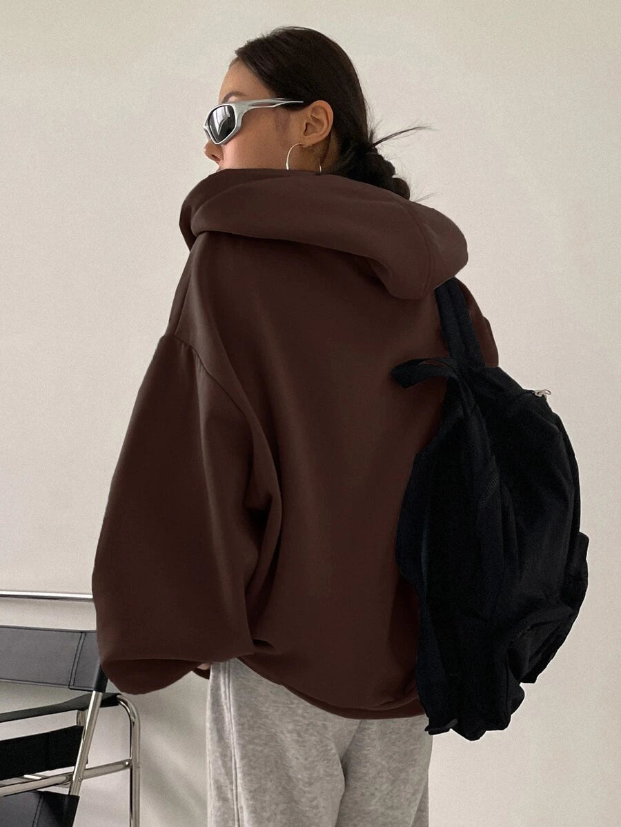 Eleanor Thermal Lined Zip Drawstring Hoodie - Black