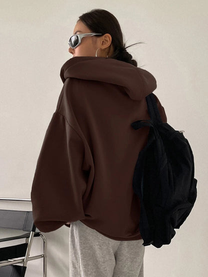 Eleanor Thermal Lined Zip Drawstring Hoodie - Black