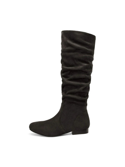 Women's  Black Knee High Pull On Winter Weather Black Boots Elegant & Fashionable Classic Slouchy Warm Gift  Boots Mensa