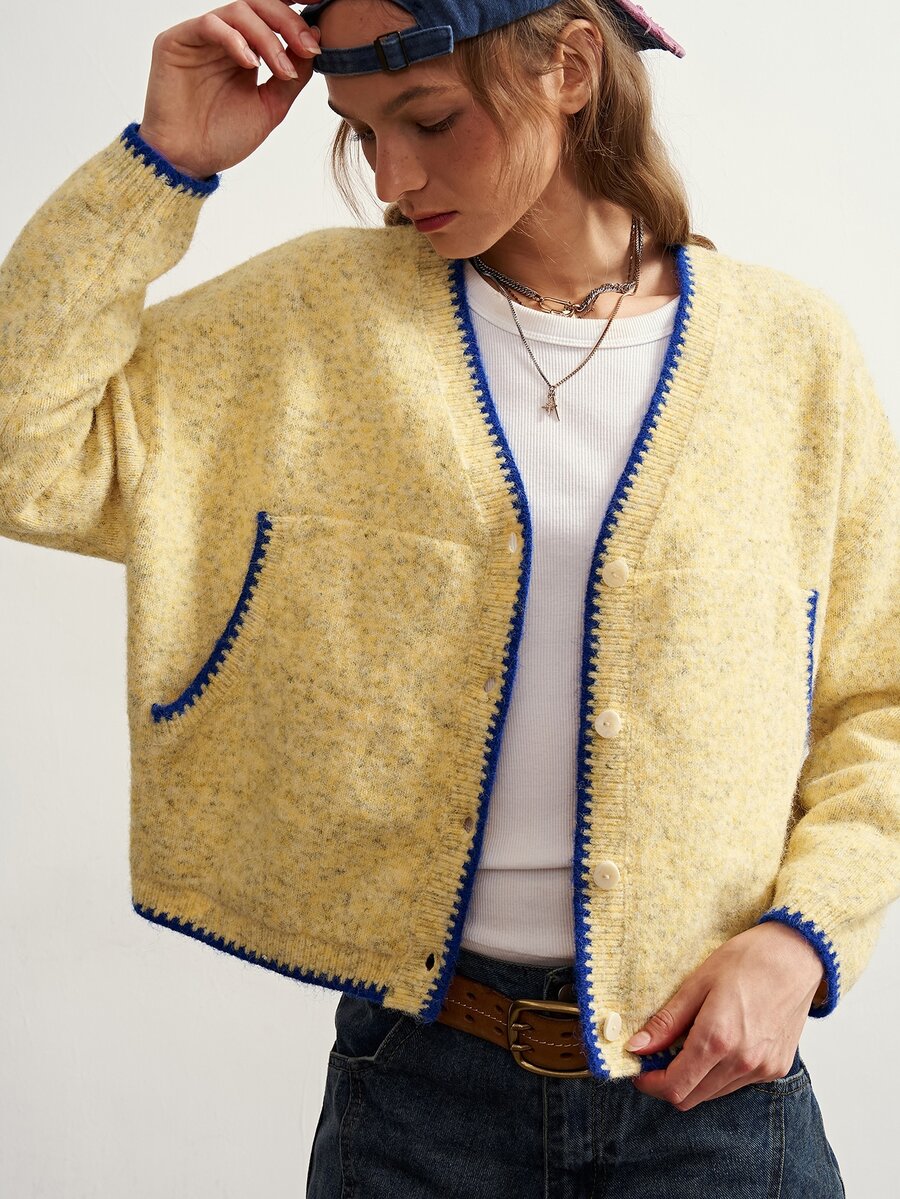 Megeve Oversized Fuzzy Knit Button Front Cardigan