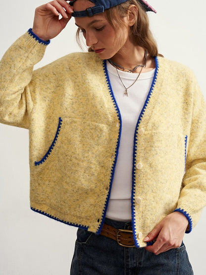 Megeve Oversized Fuzzy Knit Button Front Cardigan