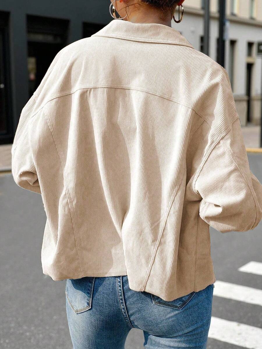 Montreux Corduroy Cropped Button Front Shacket Jacket