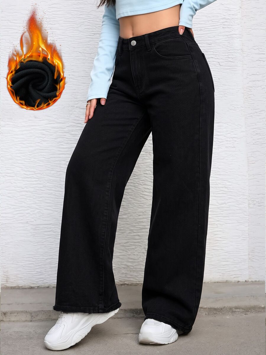 Ravenna High Waisted Wide Leg Baggy Jeans with Pockets