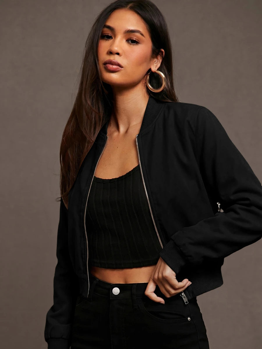 Steamboat Zip Up Bomber Jacket with Ribbed Trim