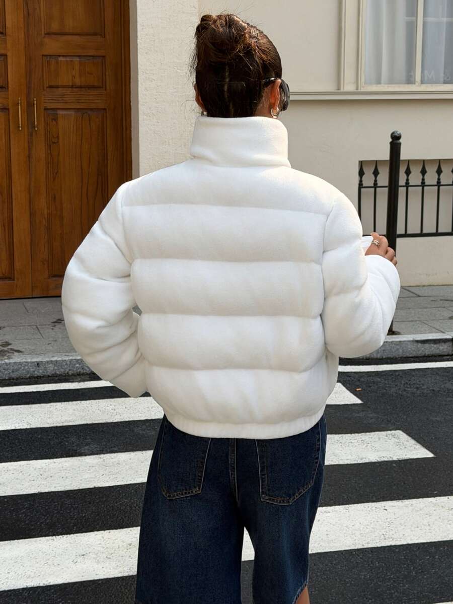 Glasgow Cropped Quilted Puffer Jacket with Funnel Neck