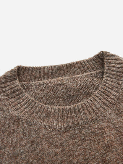 Women's Crew Neck Ribbed Knit Sweater, Fitted Pullover for Fall Winter - Dark Grey