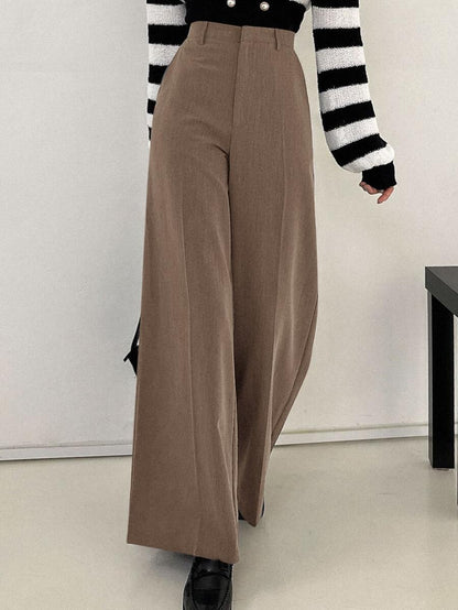 Women's Wide Leg Tailored Trousers, High Waisted Stretch Dress Pants for Work Office - Black