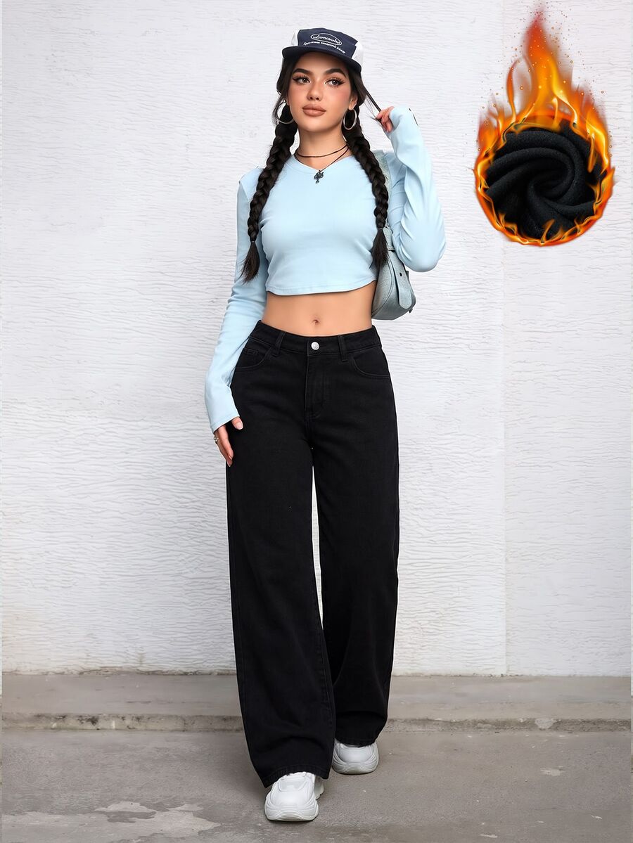 Ravenna High Waisted Wide Leg Baggy Jeans with Pockets