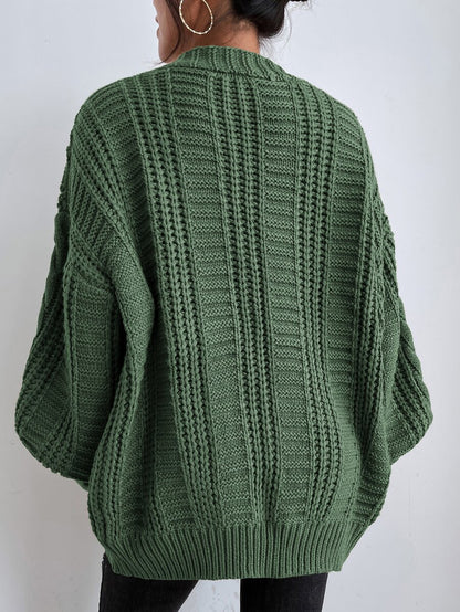 Adelaide Cable Knit Bishop Sleeve Cardigan - Coffee Brown