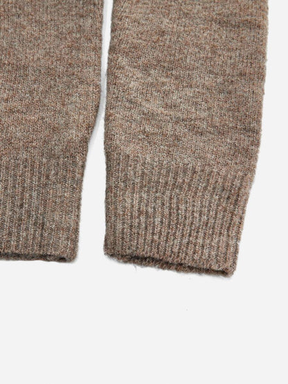 Women's Crew Neck Ribbed Knit Sweater, Fitted Pullover for Fall Winter - Brown