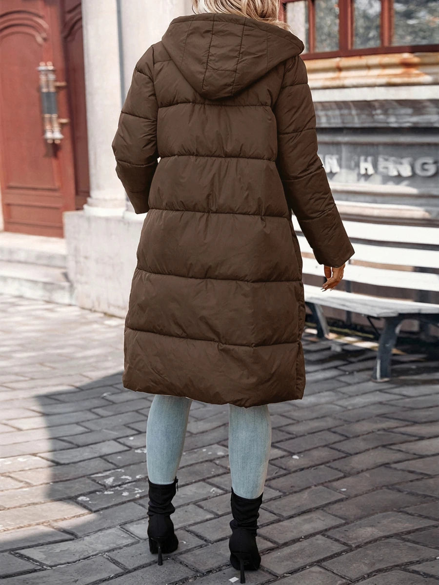 Jasper Long Hooded Puffer Coat with Drawstring