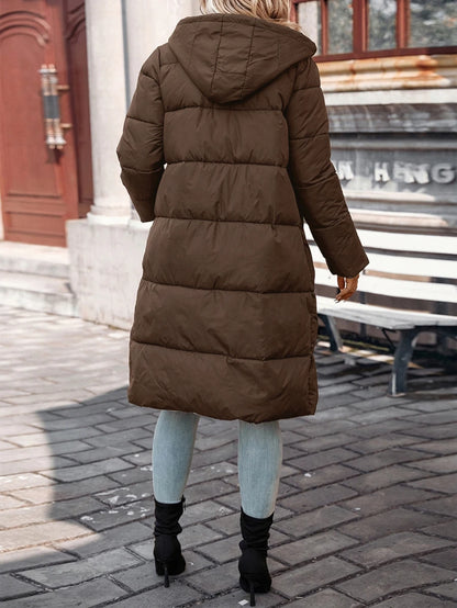 Jasper Long Hooded Puffer Coat with Drawstring