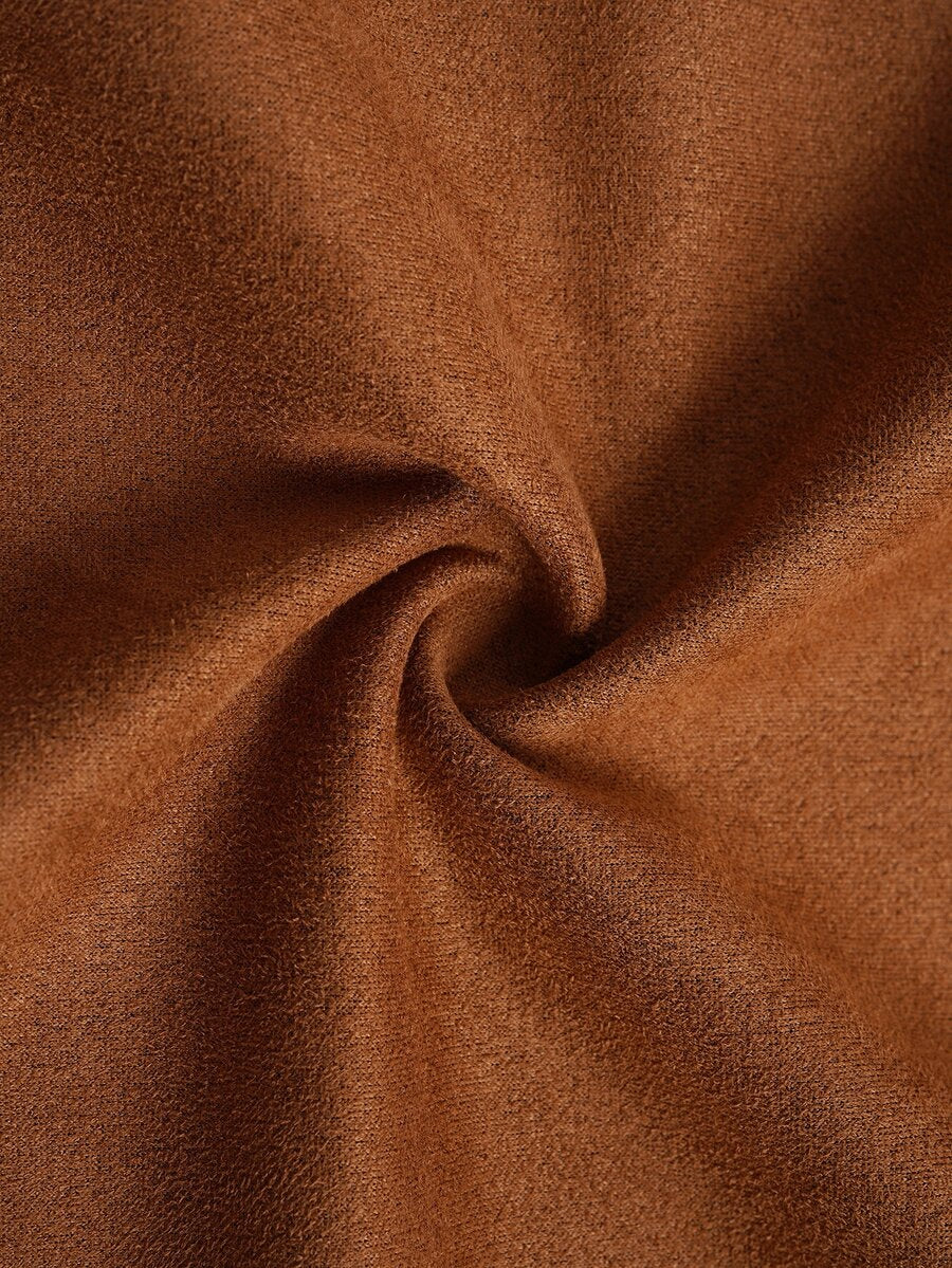 Philomena Pleated Neckline Open Front Cropped Knit Blazer - Camel