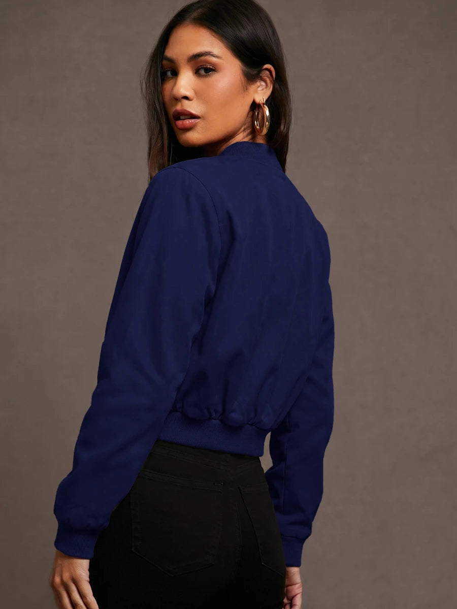 Steamboat Zip Up Bomber Jacket with Ribbed Trim